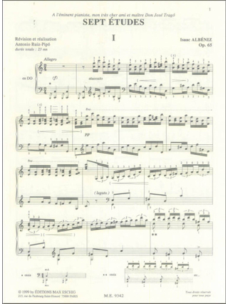 7 Etudes Dans les Tons Naturels Majeurs Op. 65 - ALBENIZ - Partition
